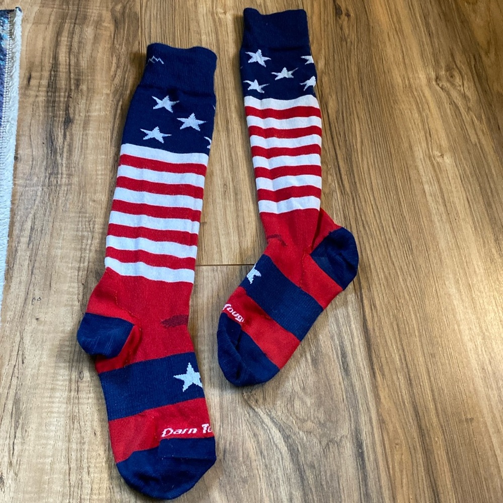 Darn Tough red white and blue socks 4th of July